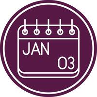 January Line Circle Icon vector