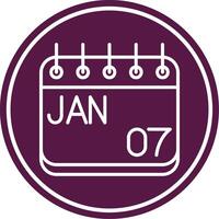 January Line Circle Icon vector