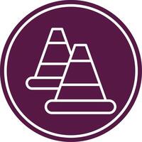 Traffic Cone Line Circle Icon vector