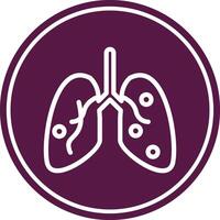 Damage Lungs Line Circle Icon vector