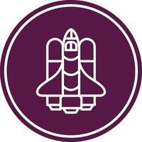 Spaceship Line Circle Icon vector