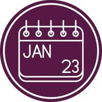 January Line Circle Icon vector