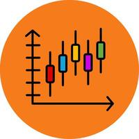 Bell Curve on Graph Filled Multi Circle Icon vector