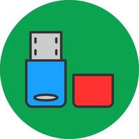 Pen Drive Filled Multi Circle Icon vector