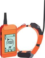 Dog training collar and remote control showing location tracking feature vector