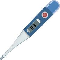 Digital medical thermometer showing high temperature reading vector