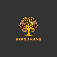 A tree logo gold with the word brand name on it vector