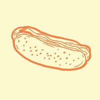 a hot dog is drawn in a line on a yellow background vector