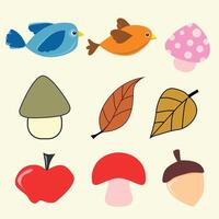 Set of autumn element vector