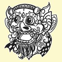 a drawing of a barong mask with a face and a beard vector