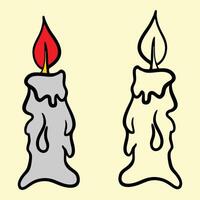 two candles with melted wax on them vector