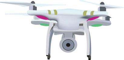 White drone with camera is hovering vector