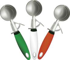 Three colorful ice cream scoops forming a triangle on white background vector