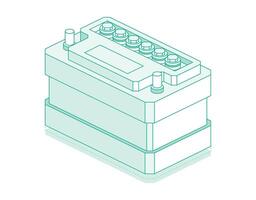 Car battery isolated on white background. Accumulator battery. Isometric outline object. vector