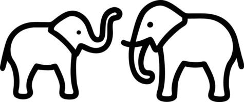 Elephant Set Silhouette line art white background vector