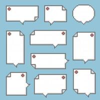 collection set of retro game 8bit pixel speech bubble balloon vector