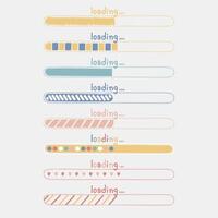 collection set of cute doodle hand draw loading bar counter, text box, pastel color vector