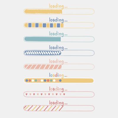 collection set of cute doodle hand draw loading bar counter, text box, pastel color