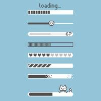 collection set of retro game 8bit pixel art loading process progress counter bar vector