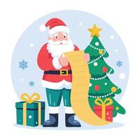 Santa list illustration in flat style vector