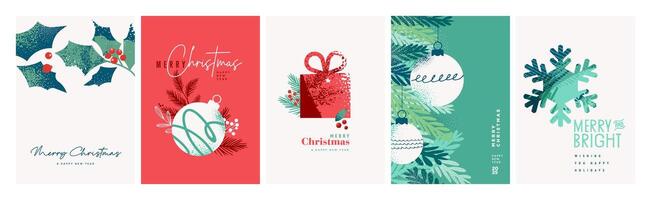 Set of Christmas and New Year Cards. illustration concepts for graphic and web design, social media banner, marketing material. vector