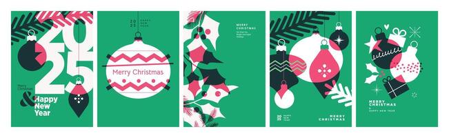 Christmas and New Year Greeting Cards. illustration concepts for background, greeting card, party invitation card, website banner, social media banner, marketing material. vector