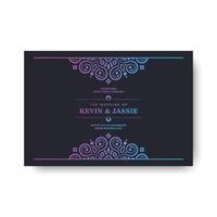 dark gradient wedding invitation with pattern ornament vector