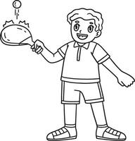 Table Tennis Player Practicing Isolated Coloring vector