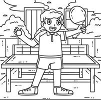 Table Tennis Player with Racket and Ball Coloring vector