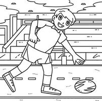 Rugby Player Picking Up the Ball Coloring Page vector