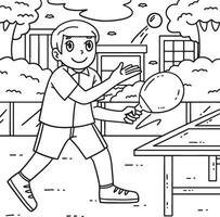 Table Tennis Player doing a Toss Serve Coloring vector
