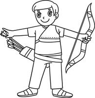 Archery Archer Taking Arrow from Quiver Isolated vector