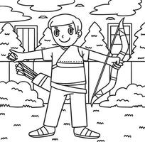 Archery Archer Taking Arrow from Quiver Coloring vector