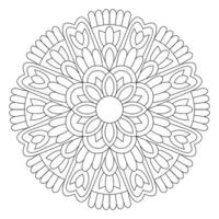 Abstract mandala or whimsical snowflake line art design or coloring page, file vector