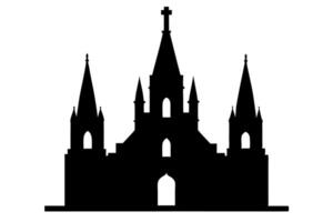A silhouette of a church with two spires vector