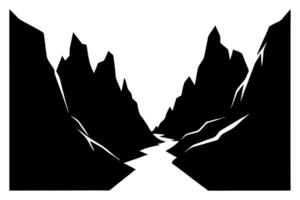 A black and white silhouette of a mountain range vector