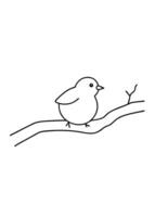 A line drawing of a bird sitting on a branch vector