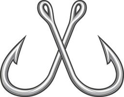 Two Crossed Fishing Hook Color vector