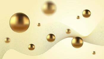 Abstract background with golden metallic balls. Trendy background in realistic style with gold. vector