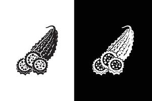 Bitter gourd icon isolated on transparent background. Bitter gourd silhouette vector