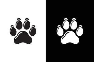 Dog or cat paw print flat icon. Dog and cat paw print silhouette image vector