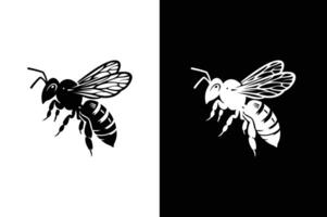 Black bee icon. Honey bee simple silhouette flat icon vector