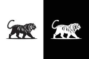 Simple Design of Silhouette of Tiger Walking. Tiger icon vector