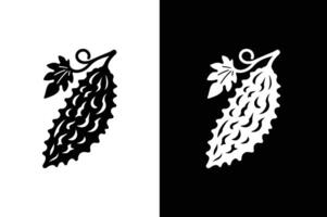 Bitter gourd icon silhouette design image vector