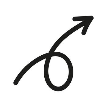 Twisted loop line arrow doodle. Hand drawn element for navigation and presentations. vector