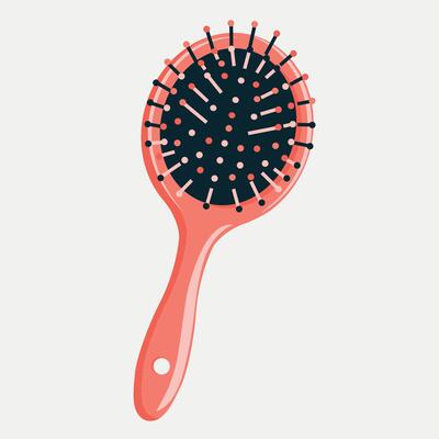 Comb. Massage brush for hair in pink color.