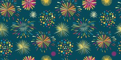 Seamless background with colorful fireworks. Seamless pattern for fabric design, wrapping paper. vector