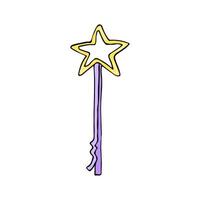Whimsical magic wand hair accessory illustration with a star top, perfect for fantasy themes, enchanted decor, or creative childrens designs with a playful, fairy tale vibe vector