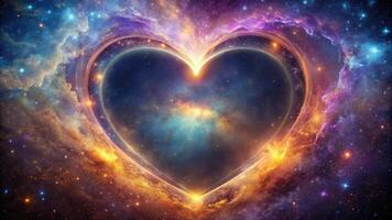 Cosmic background with heart shape photo