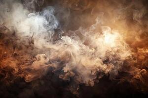Dark brown watercolor texture background with white black smoke and colorful fog creating depth of field photo